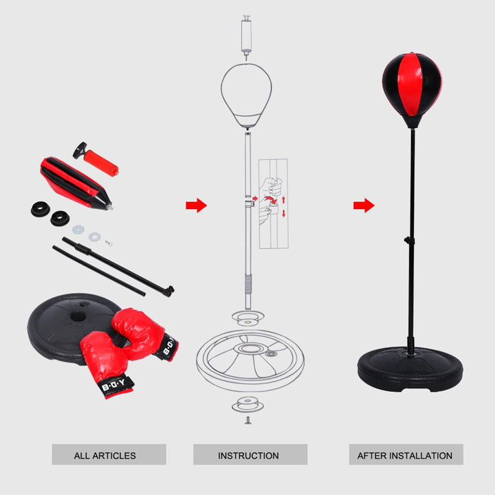 Kids Punching Ball Set Adjustable Height Boxing Ball With Boxing Gloves Air Pump