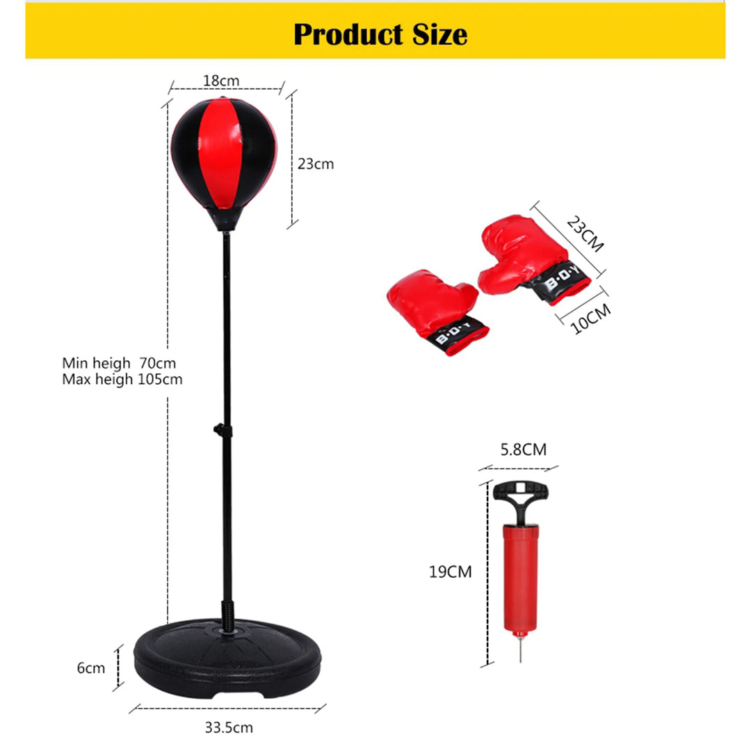 Kids Punching Ball Set Adjustable Height Boxing Ball With Boxing Gloves Air Pump