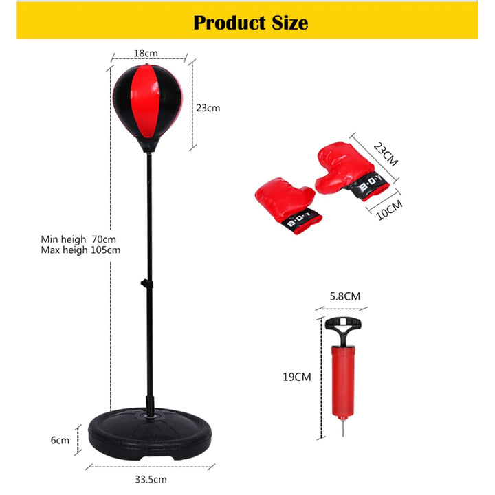 Kids Punching Ball Set Adjustable Height Boxing Ball With Boxing Gloves Air Pump