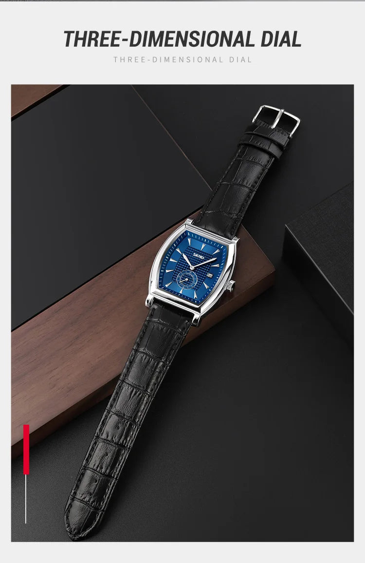 SKMEI relogio masculino Top Brand Luxury Genuine Leather Strap Business Mens Watches Waterproof Quartz Date Time Wristwatches
