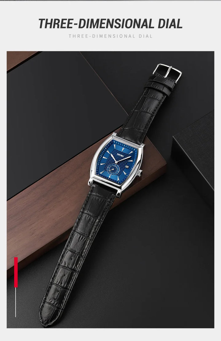 SKMEI relogio masculino Top Brand Luxury Genuine Leather Strap Business Mens Watches Waterproof Quartz Date Time Wristwatches