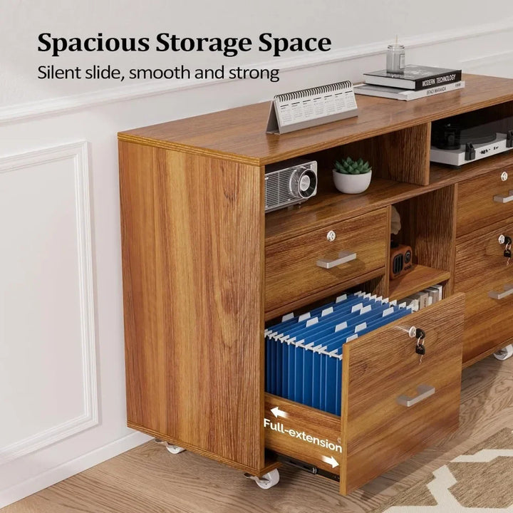Wide 4-Drawer Office File Cabinet with Lock