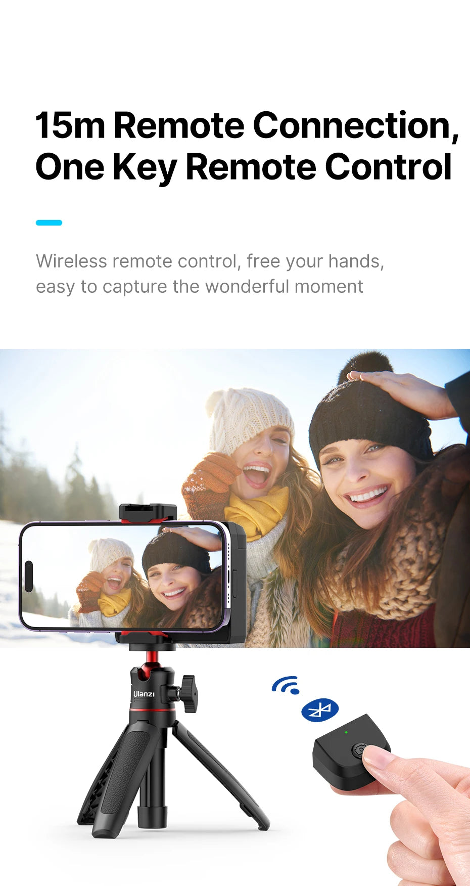 Ulanzi CG02 Smartphone Selfie Grip Wireless Bluetooth Handle with 5500k Fill Light Phone As Camera Photo Stabilizer