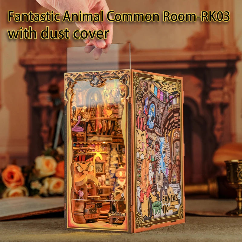 CUTEBEE Bookstore Book Nook with Light DIY Miniature Wooden Dollhouse for Decor Gift Bookshelf Insert Kit 3D Puzzle