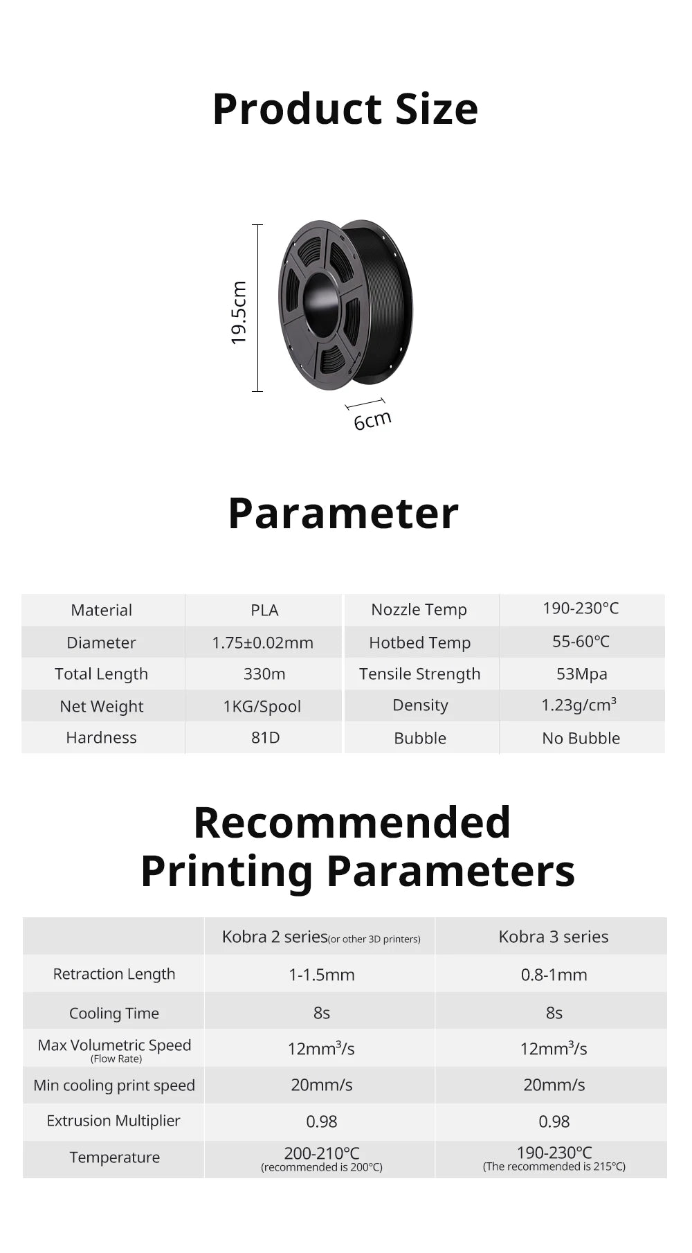2 pieces/lot ANYCUBIC PLA 3D Printer Filament 1.75mm 1kg/Roll PLA Filament 3D Printing Material For FDM 3D Printer