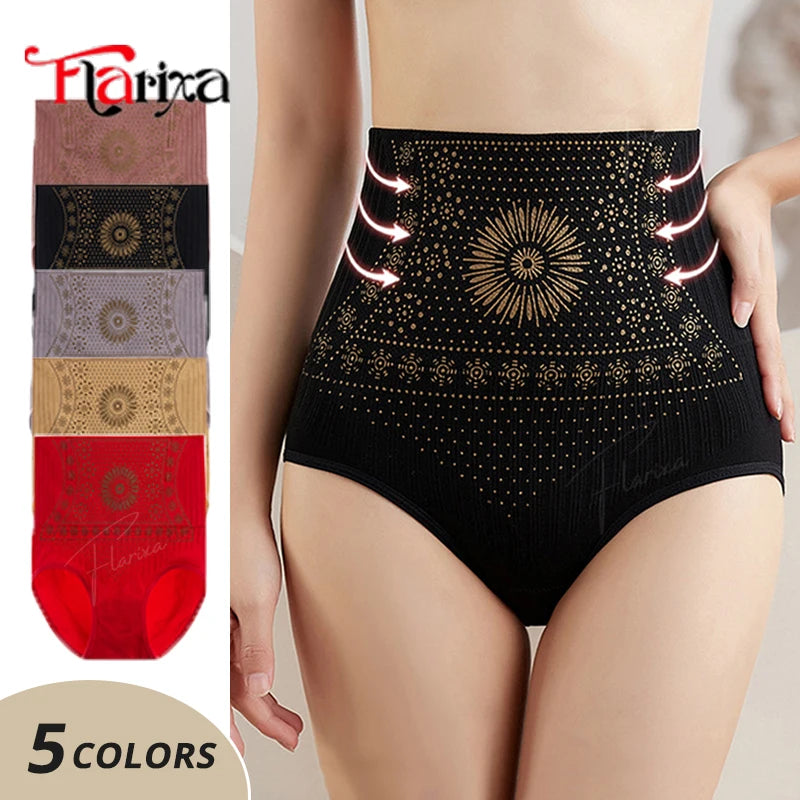 Flarixa Seamless Belly Shaping Briefs High Waist Abdomen Lifting Hip Pants Slimming Panties Women Postpartum Underwear Shaper