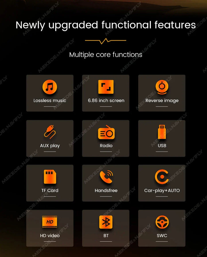 Navifly 2G+32G Universal 1 Din Android 6.86 Inch HD Touch Screen Wireless CarPlay Auto Car Radio Multimedia Video Player GPS FM