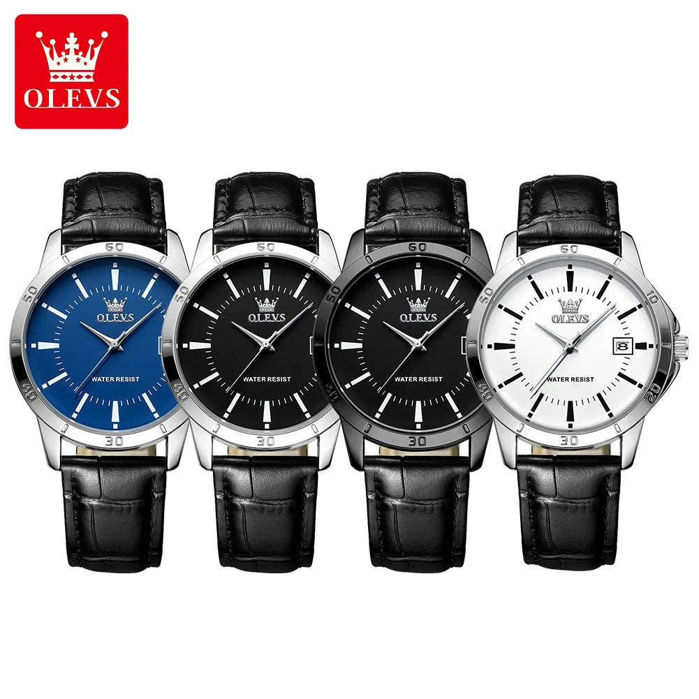 OLEVS TY716 Mens Watch Original Fashion Quartz Watch For Men Waterproof Leather Strap Calendar Daily Automatic Date Mens Gifts