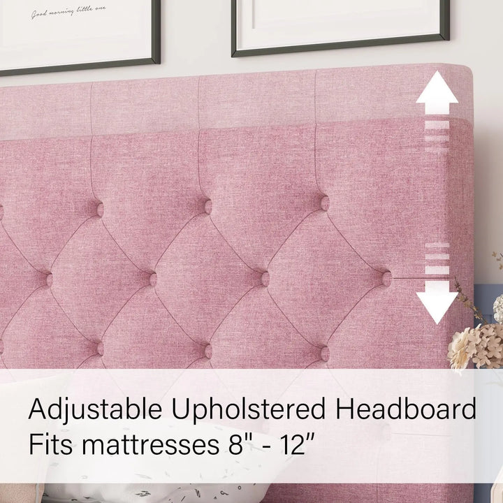 Pink Upholstered Twin Bed Frame