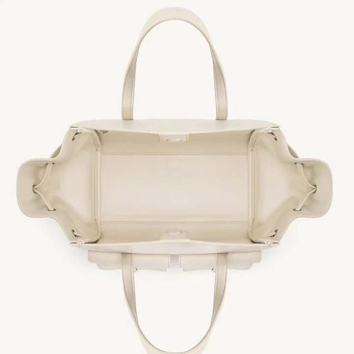 Luxury Brand Silver Buckle Fashion Genuine Leather Handbag New Large Capacity Tote Bag Designer Women's Commuter Shoulder Bag
