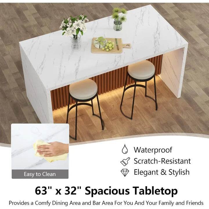 63 Inch Large Marble Dining Table