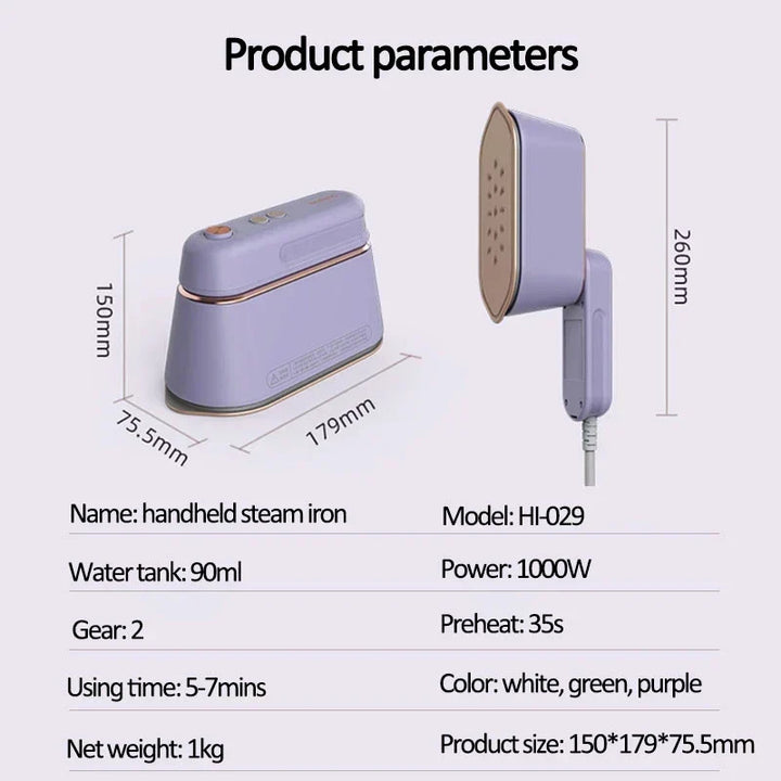 New Hanging Ironing Machine Handheld 1000W Home Small Steam Iron Portable Dry Wet Double Ironing 6 Holes For Steam