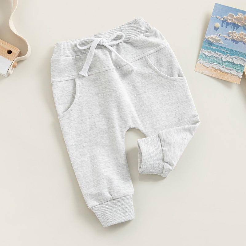 2022-12-12 Lioraitiin 0-3Years Toddler Baby Boys Sweatpants Elastic Waist Drawstring Solid Fall Trousers Pockets Casual Clothes