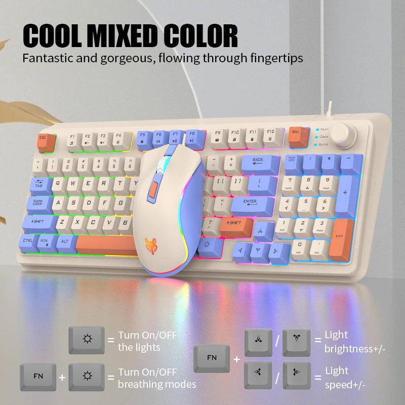 K820 USB Wired Game Keyboard Mouse Set Illuminated Desktop/Laptop Home Office Female Male Keyboard