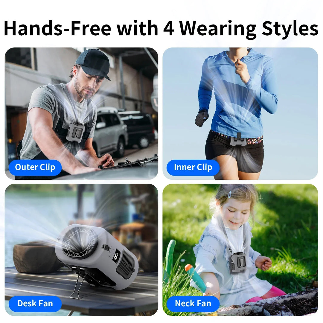 Socool Fan 5000mAh Portable Waist Fan Portable Hanging Neck with Power Bank 4 Speeds 13000RPM for Travel Courier Outdoor Working