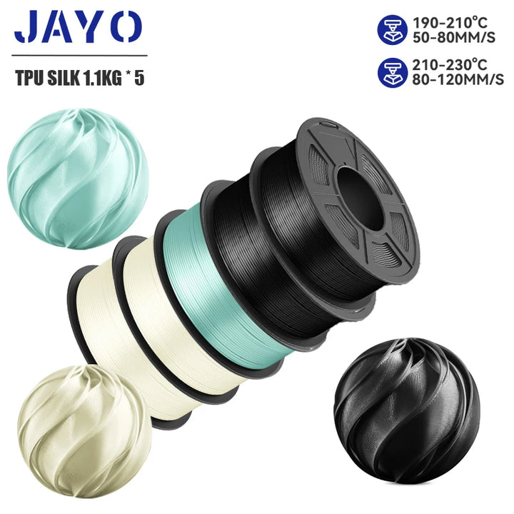 JAYO 5Rolls JAYO TPU SILK 98A 3D Filament Flexible 1.75mm+/-0.02mm 3D Printer SILK Texture Smooth High Quality New Fast Shipping