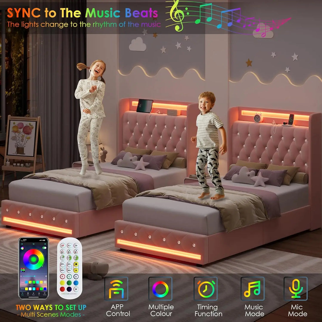Twin LED Bed with Storage
