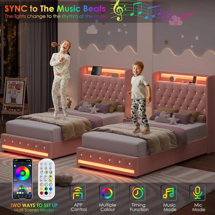 Twin LED Bed with Storage