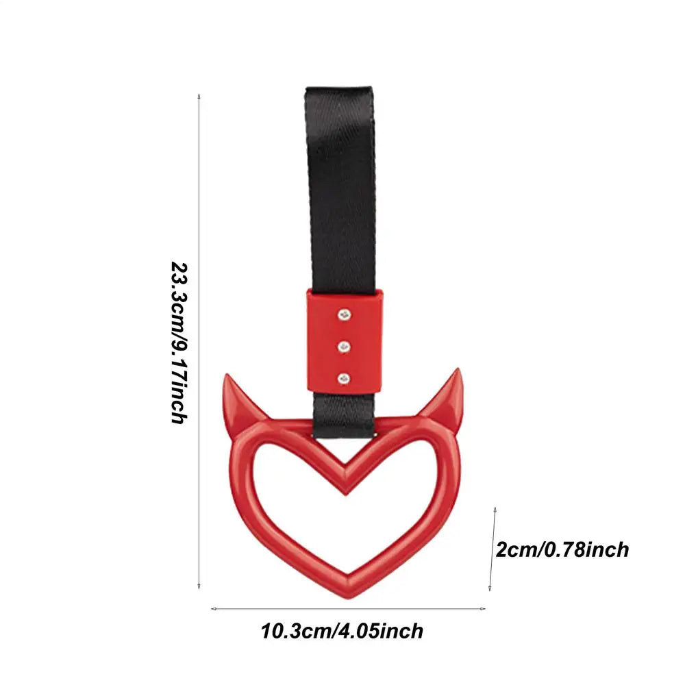1Pcs New Handle Ring Heart Train Bus Hand Strap Styling Drift Charm Car Warning Tow Strap Hook Sticker