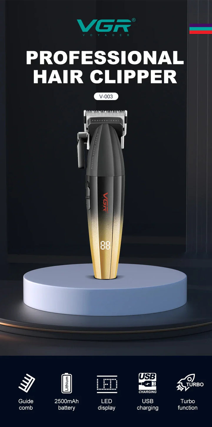 VGR Hair Clipper Professional Hair Trimmer 9000 RPM Barber Hair Cutting Machine Digital Display Haircut Clipper for Men V-003