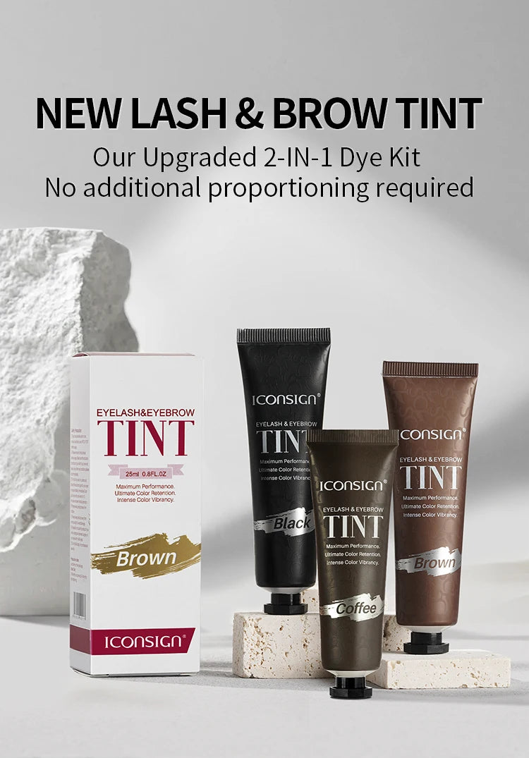 ICONSIGN Lashes Eyebrow Tint Kit Professional Fast Perming Dye Brow Mascara Tattoo Cream Waterproof Long Lasting 60 to 90 Days