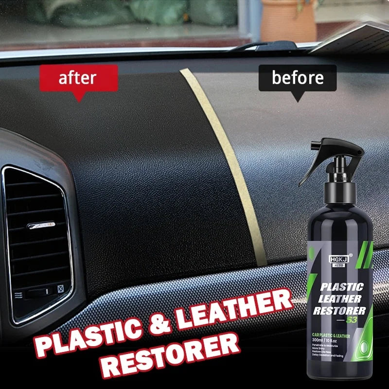 300ML Car Interior Plastic Restorer HGKJ S3 Liquid Leather Seat Spray Restoration Coat Wax Car Care Product Plastics Renovator