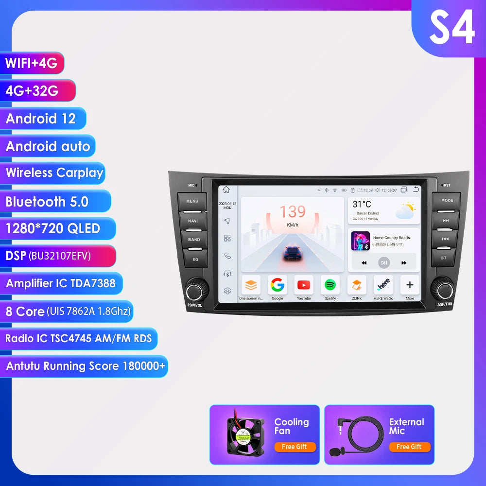 Hizpo 8" Car Radio Stereo For Benz E-Class W211 2002-2009 CLS-CLK-G-Class W463 W209 W219 GPS Navi AI Carplay Multimidia Player