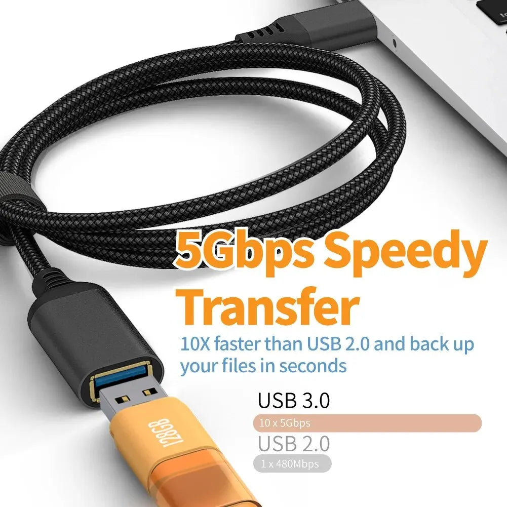 UTHAI Nylon Braided USB 3.0 Male-To-Female High-Speed Transmission Data Cable Computer Camera Printer Extension Cable