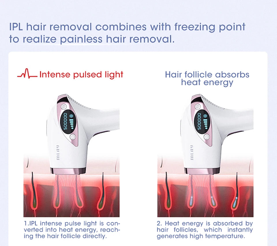 MLAY T4 IPL Laser Hair Removal Machine Ice Cool Permanent Face Body Bikini Epilator With 500000 Shots For Women Men Home Use