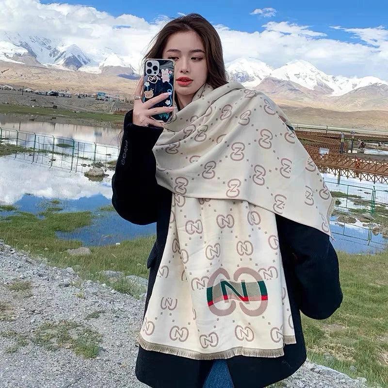 Fashion Double Sides Letters Good Acrylic Cashmere Scarf Shawl Winter Neckerchief Women Summer Travel Cape Wraps Long