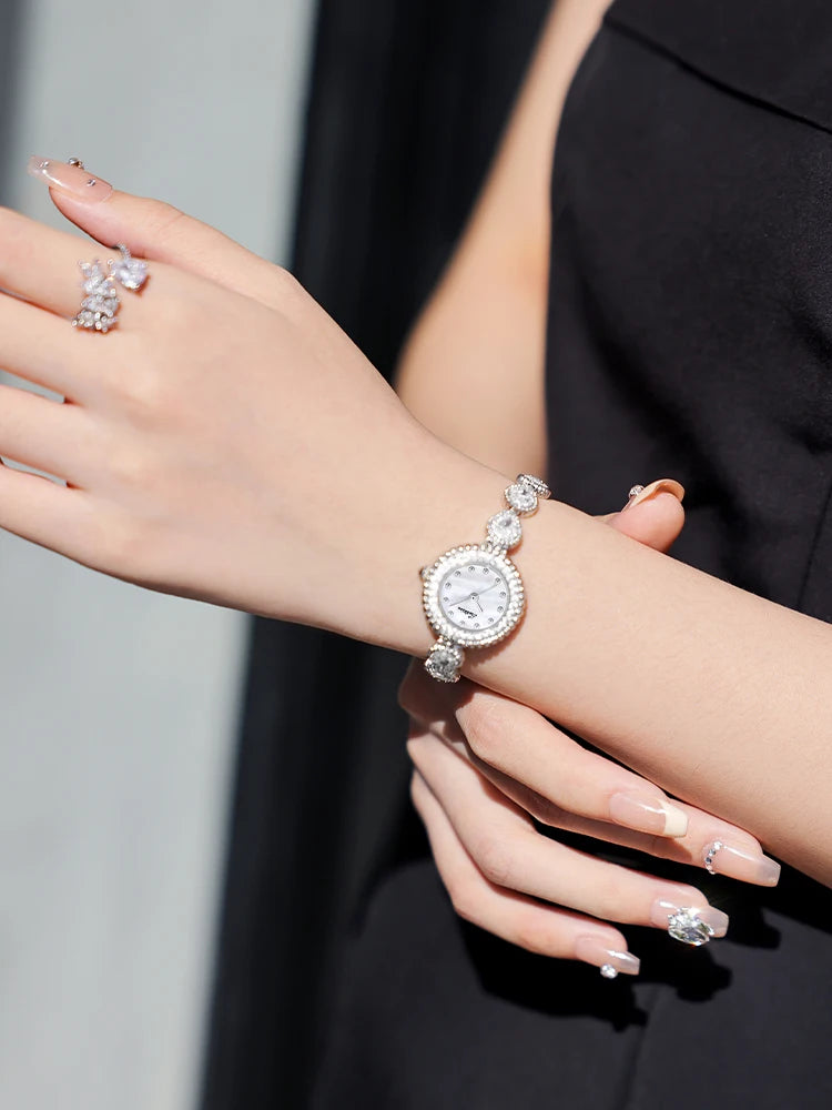 Sotoiru Luxury Bracelet Party Watches For Women Zircon Waterdrop Shape Quartz Wristwatch Jewel Accessory Gifts For Woman