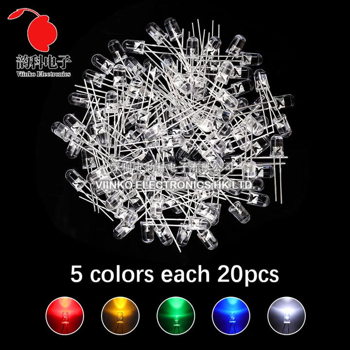 3MM 5MM Light Emitting Diodes Electronics Kit Box F3 F5 LED Diode Assorted Kit White Green Red Blue Yellow Orange