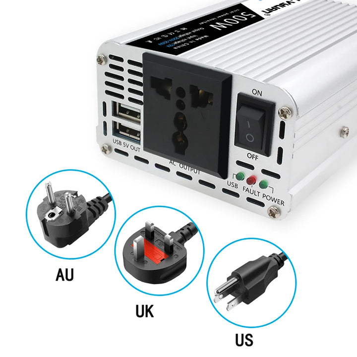 500W DC 12V To AC 110V 220V 50Hz 60Hz Car Power Inverter Automatic Transformer Adapter Dual USB EU US Universal Socket Converter