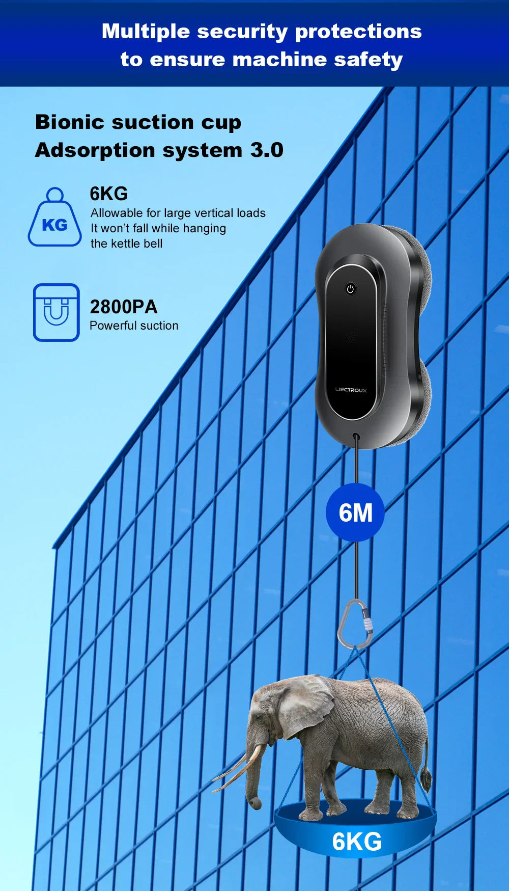 Window Cleaning Robot Liectroux YW810,Dual Water Spray,Smart Memory, Laser Sensor,Home Glass Floor Wall Robot Window Cleaner