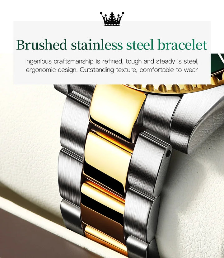 OLEVS Watches for Men with Date Luxury Big Face Waterproof Mens Wristwatch Analog Dress Two Tone Stainless Steel Man Watch