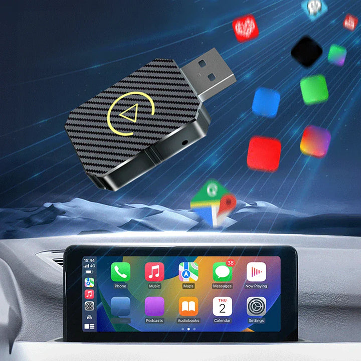 CarPlay AI Box BT WiFi Wireless Carplay Android Auto Adapter 2 in 1 Mini Box Plug&Play for OEM Wired CarPlay/Andriod Auto Cars