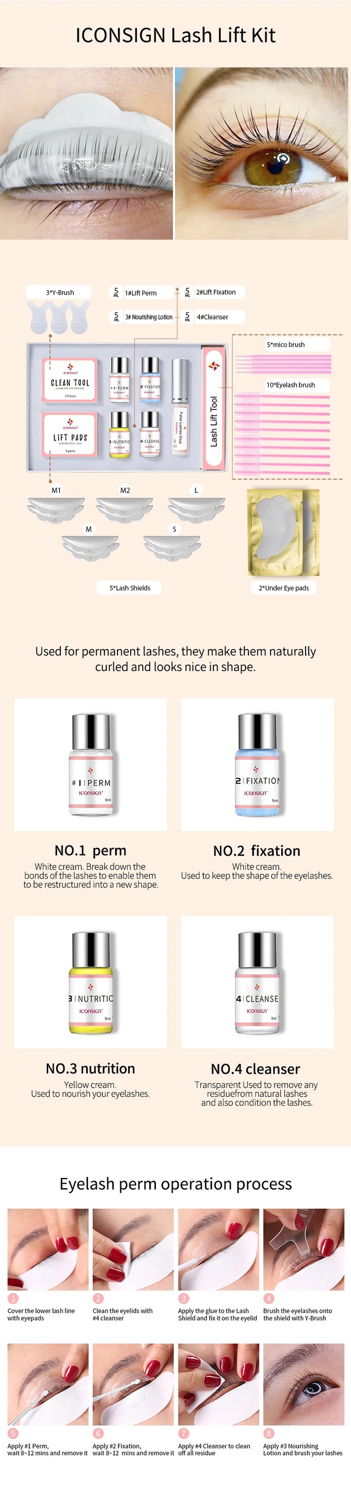 ICONSIGN Upgrade Version Lash Lift Kit and New Eyelash Eyebrow Tint Kit Eyelash Lifting Dye Eyelash Brow Beard Eye Makeup Tools