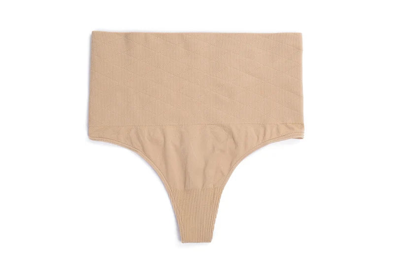 2PCS High Waist Thongs Panties Women Tummy Control Shapewear Slimming Underwear Belly Shaping Cincher Brief Body Shaper