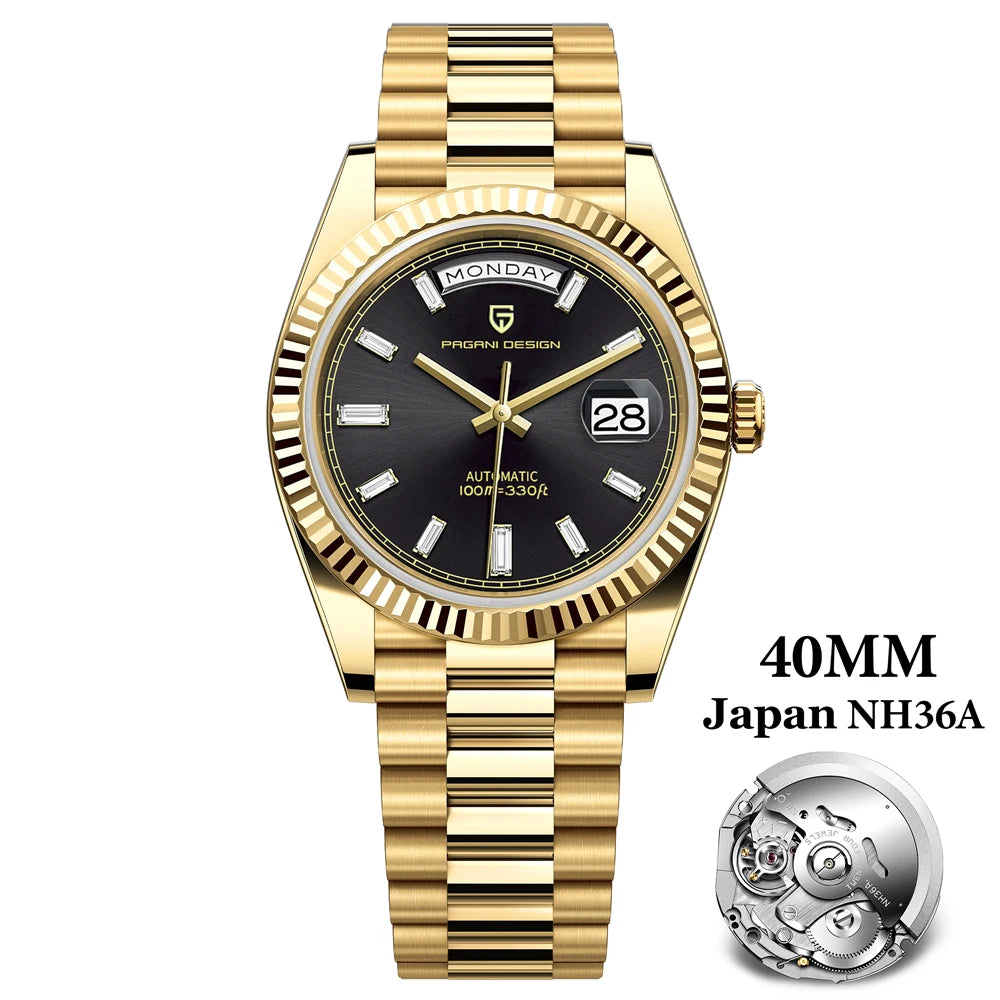 2024 New PAGANI DESIGN Rose Gold DD40 Luxury Automatic Watch Men Mechanical Wrist Watches Men Japan NH36A AR Sapphire crystal