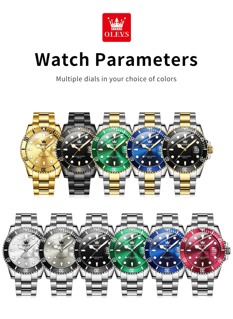OLEVS 5885 Man Watch Original Brand Waterproof Quartz Watch Stainless Steel Strap Automatic Date Mens Gifts Watches For Man