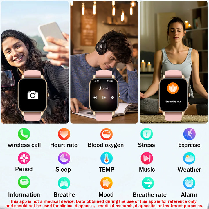 AI Voice Assistant Smart Watch for Men/Women, 1.85'' HD Touch Screen Fitness Trackers with Wireless Call/ IP68 Waterproof