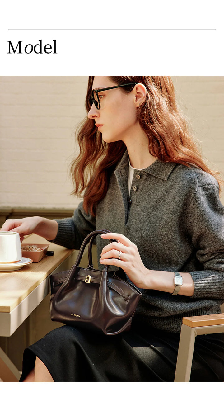 LA FESTIN Leather Bag New Suede Handbag Women's bags Luxury brand Bag Fashion Shoulder Bag Crossbody Bag Bucket Bag small size