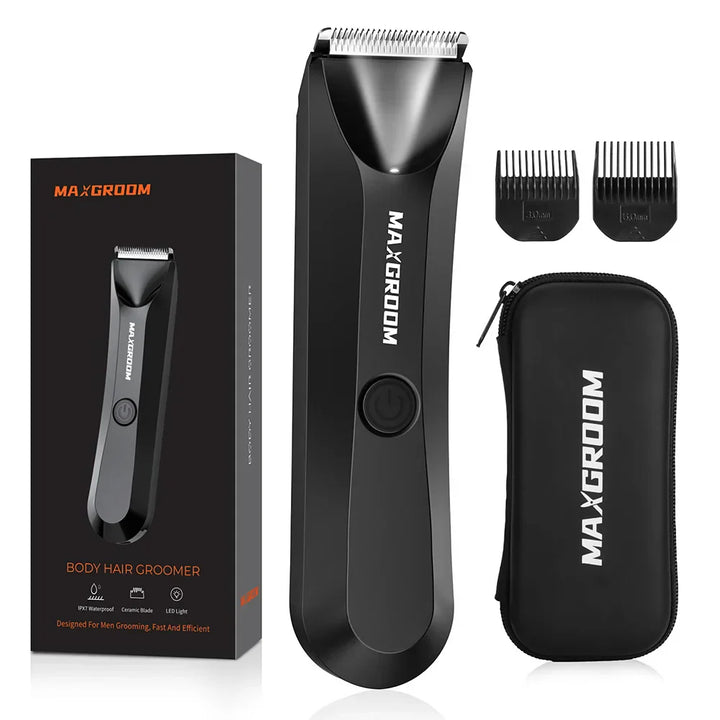 MAXGROOM Body Hair Trimmer Shaver for Men Ball Trimmer for Groin Pubic Replaceable Ceramic Blade Electric IXP7Waterproof Clipper