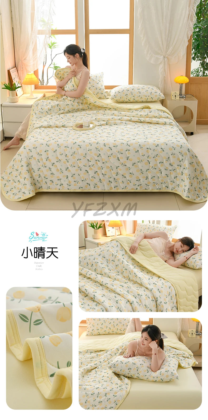 New Florals Spring Summer Blanket for Single Double Soft Skin-friendly Quilt Breathable Comfortable Air Conditioning Comforter