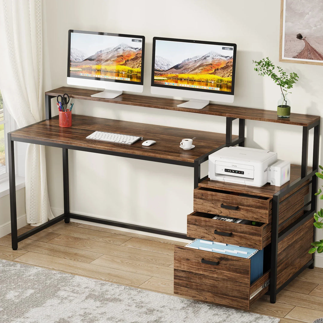 63-Inch Office Desk with Storage