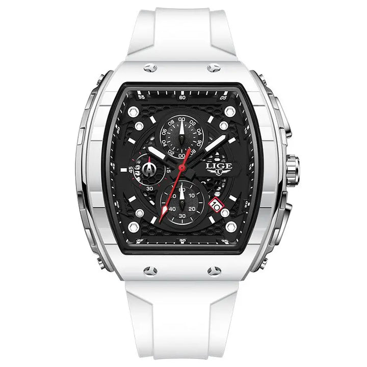 LIGE Top Brand Luxury Square Quartz Watches for Men Fashion Casual Sport 50M Waterproof Man Watch Auto Date Military Chronograph