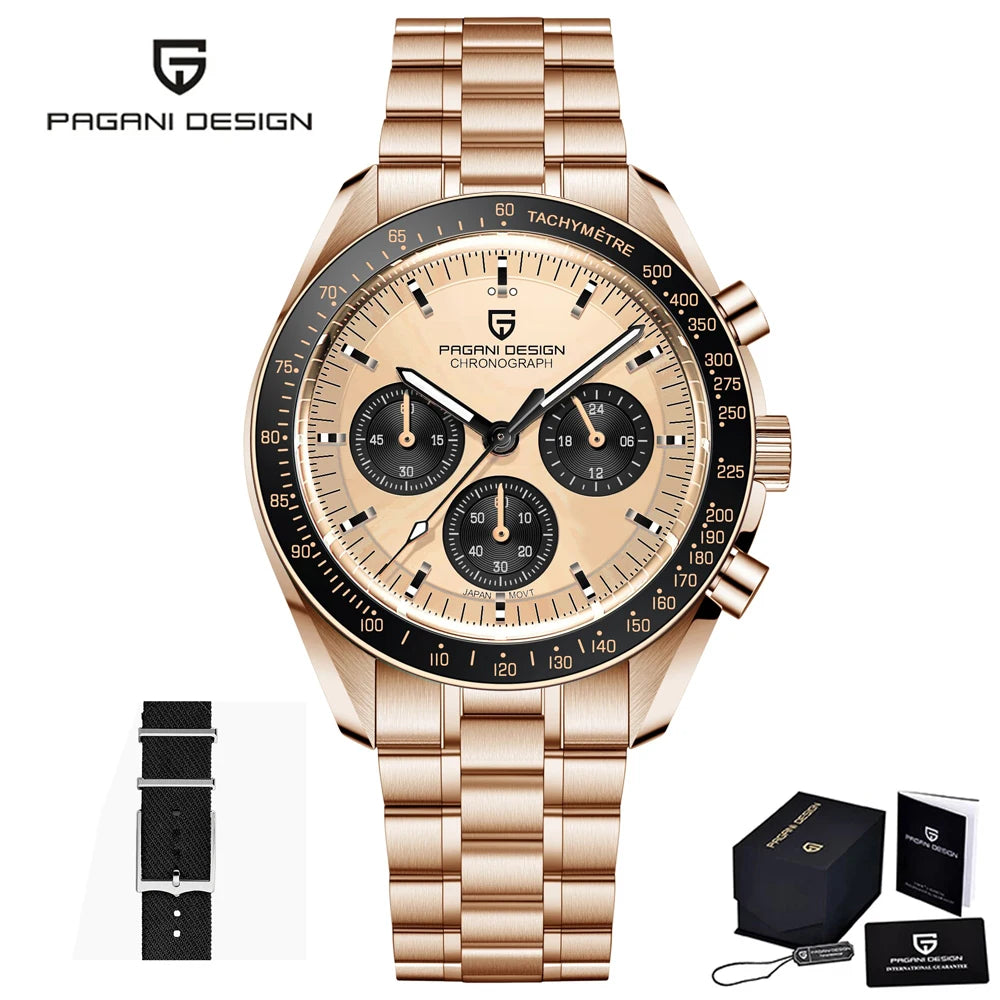 PAGANI DESIGN 2023 Moon Watch For Men Top Brand Luxury Quartz Mens Watches Chronograph Luminous Sapphire Mirror Waterproof Clock