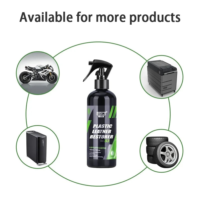 300ML Car Interior Plastic Restorer HGKJ S3 Liquid Leather Seat Spray Restoration Coat Wax Car Care Product Plastics Renovator
