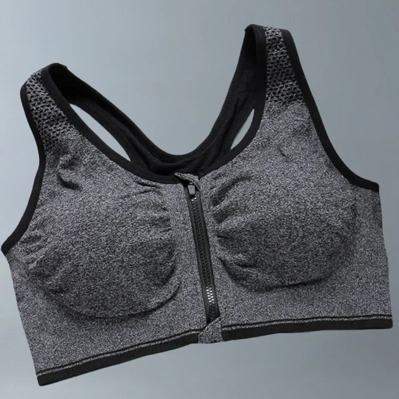 Front Zipper Sport Bra Gym top Breathable Brassiere Yoga Workout Running Vest Women's Underwear Shockproof Running Fitness Bra