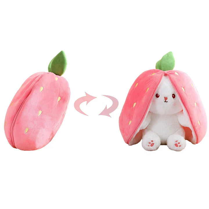 Random 1 Pcs 18cm Cute Stuffed Toys Strawberry Rabbit Radish Rabbit Plush Toys Zipper Doll